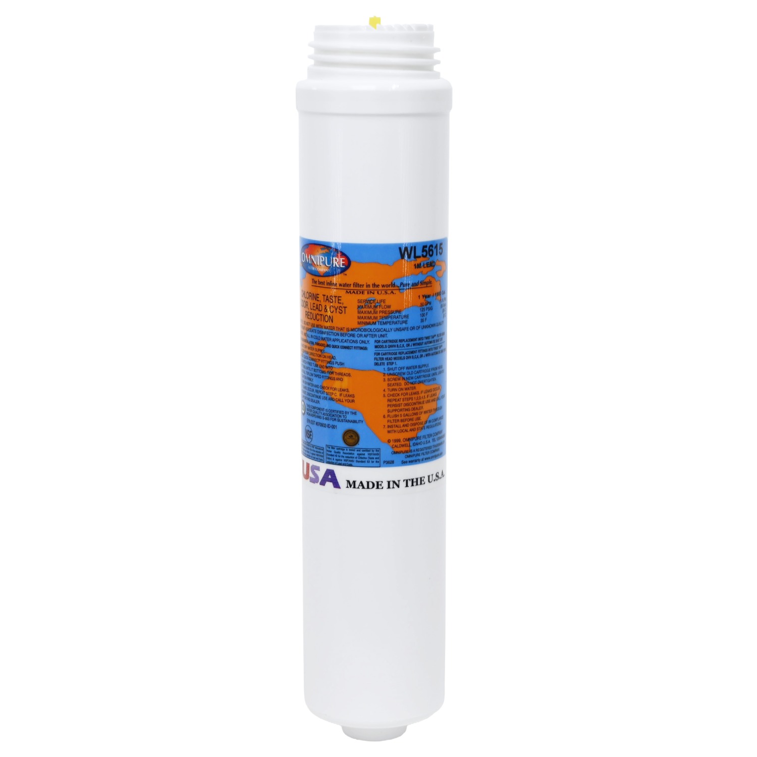 Omnipure WL5615 1 Micron Carbon filter for Chemical and Lead Reduction Reverse Left Thread