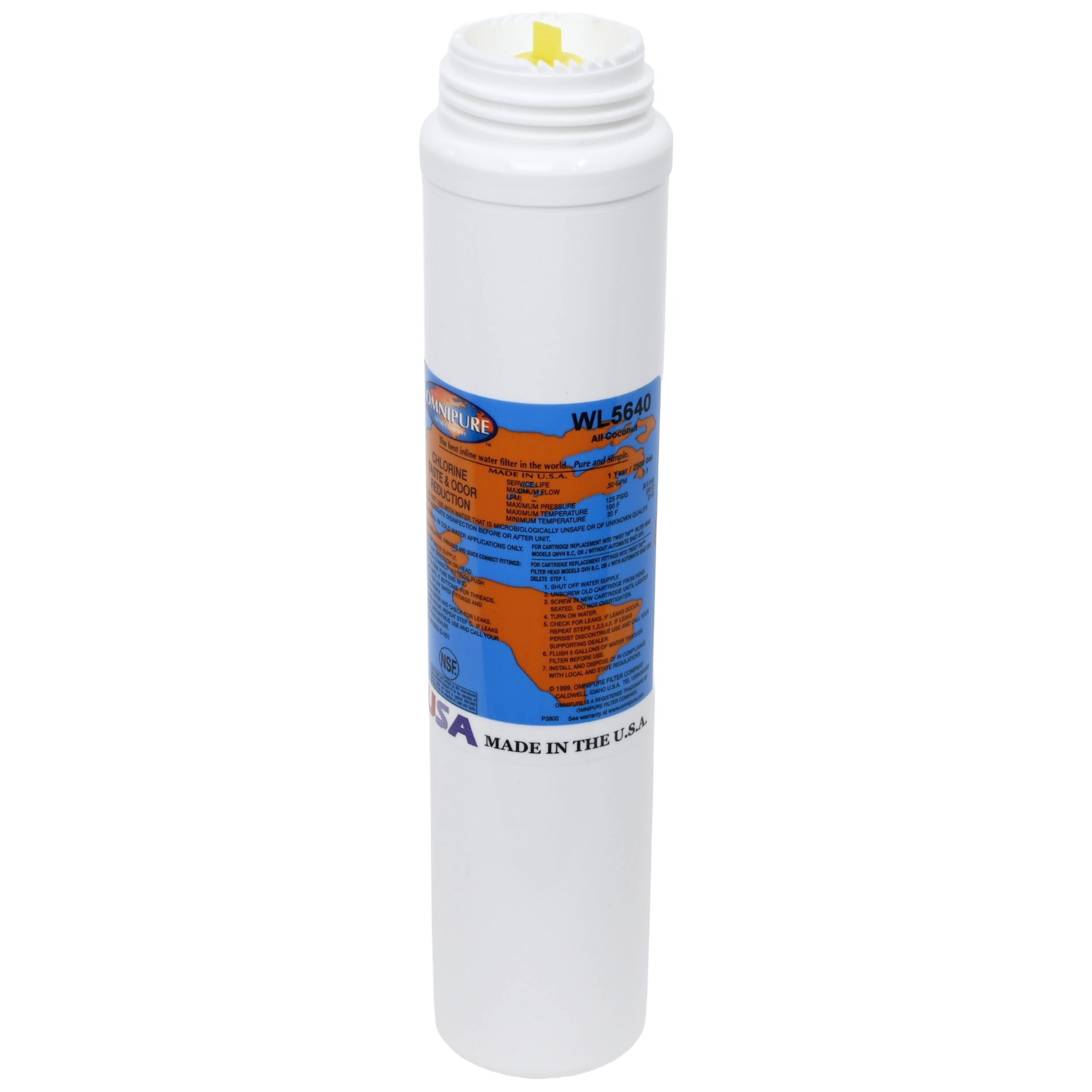 Omnipure WL5640 5 Micron Carbon filter for Chemical and Bad Taste Odour Reduction Reverse Left Thread