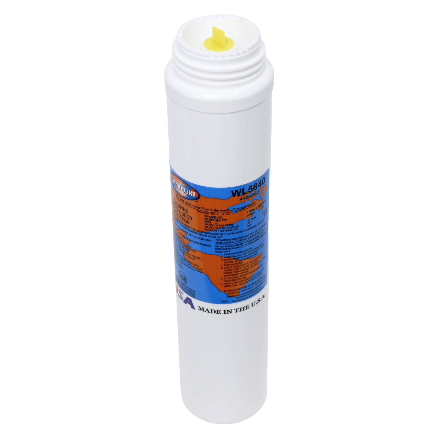 Omnipure WL5640 5 Micron Carbon filter for Chemical and Bad Taste Odour Reduction Reverse Left Thread