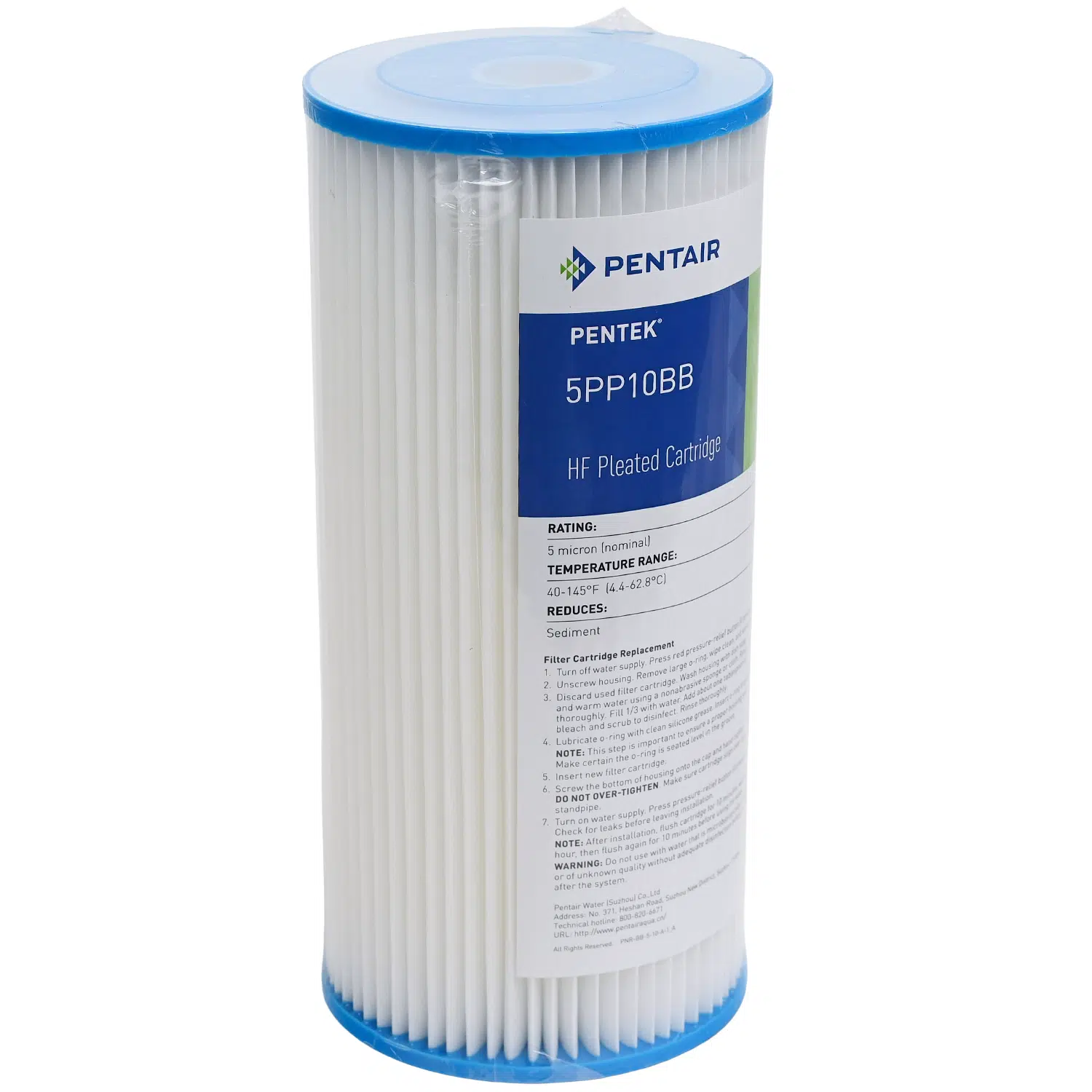 Pentair 1045PW 5 micron pleated washable sediment filter for 10 x 4.5 inch Big Blue housings
