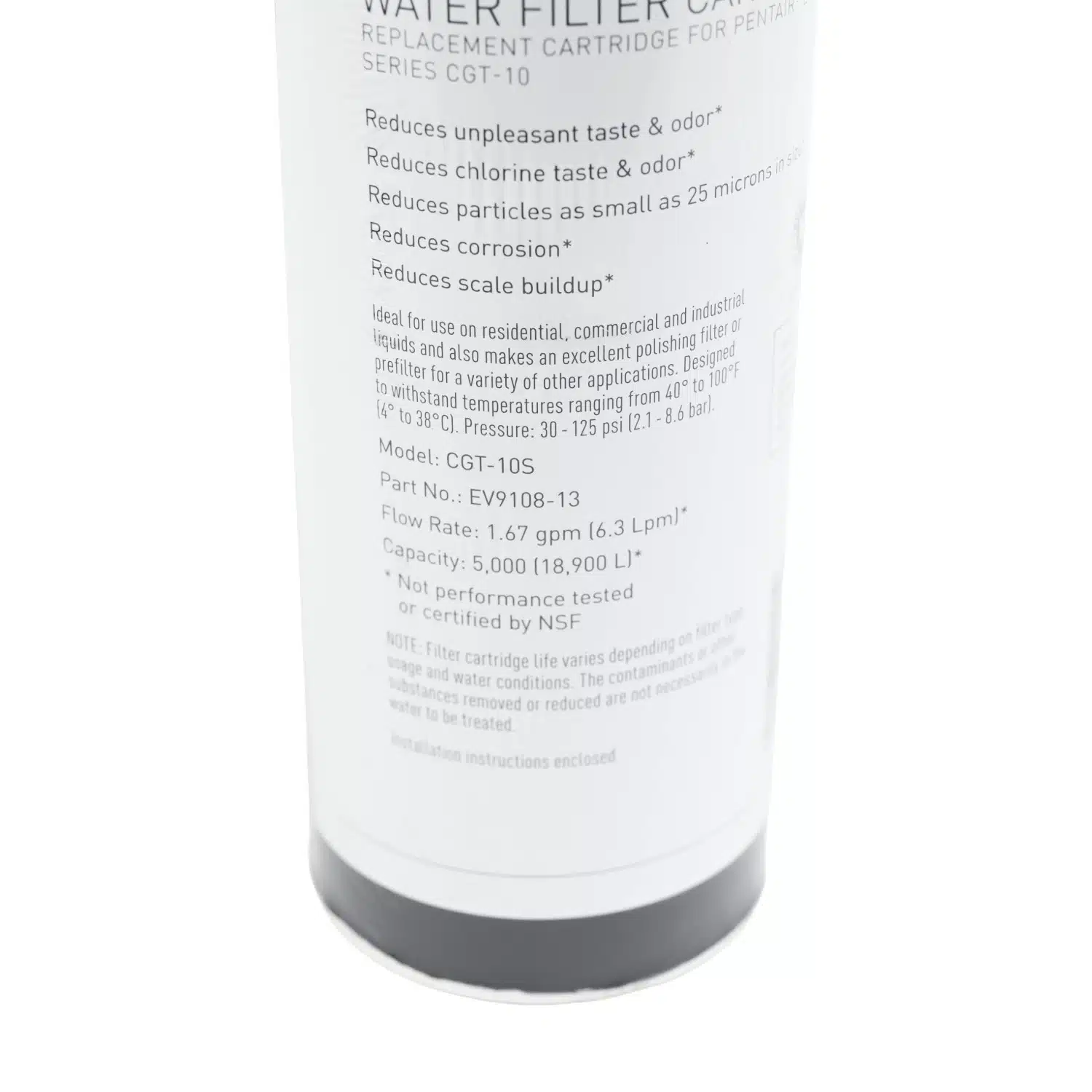 Pentair Everpure CGT-10S (EV9108-13) 10 inch x 2 point 5 inch Carbon Water Filter with Scale Protection