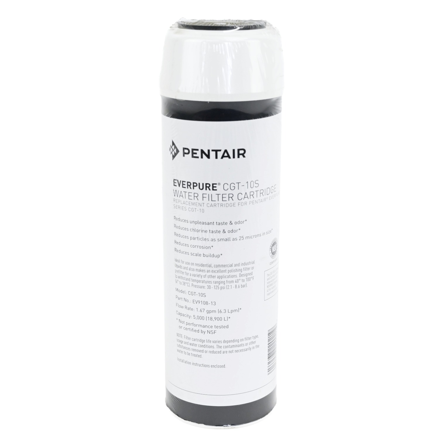 Pentair Everpure CGT-10S (EV9108-13) 10 inch x 2 point 5 inch Carbon Water Filter with Scale Protection