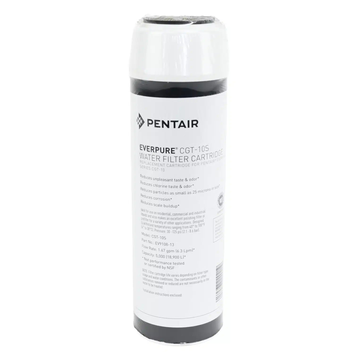 Pentair Everpure CGT-10S (EV9108-13) 10 inch x 2 point 5 inch Carbon Water Filter with Scale Protection