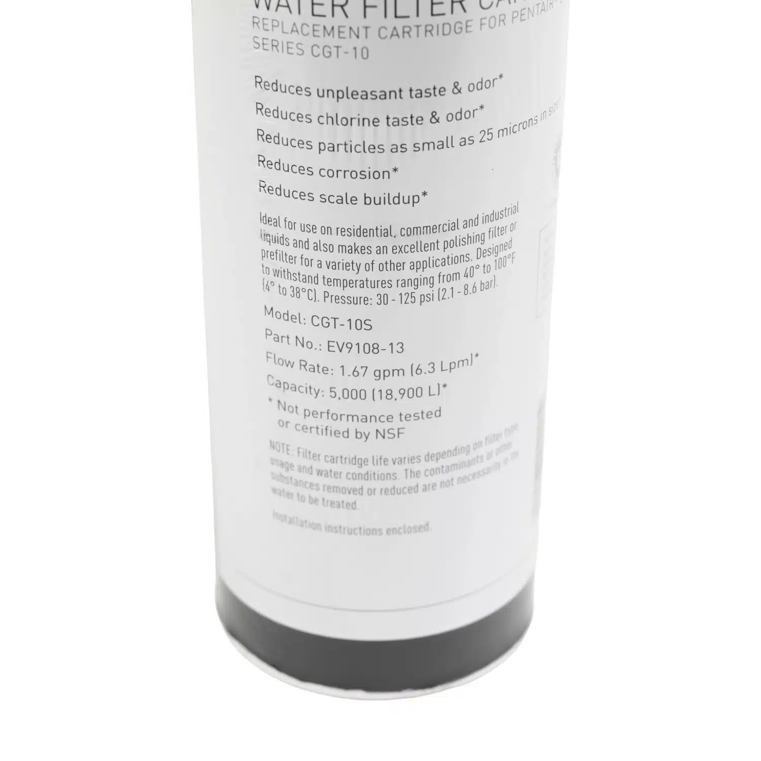 Pentair Everpure CGT-10S (EV9108-13) 10 inch x 2 point 5 inch Carbon Water Filter with Scale Protection