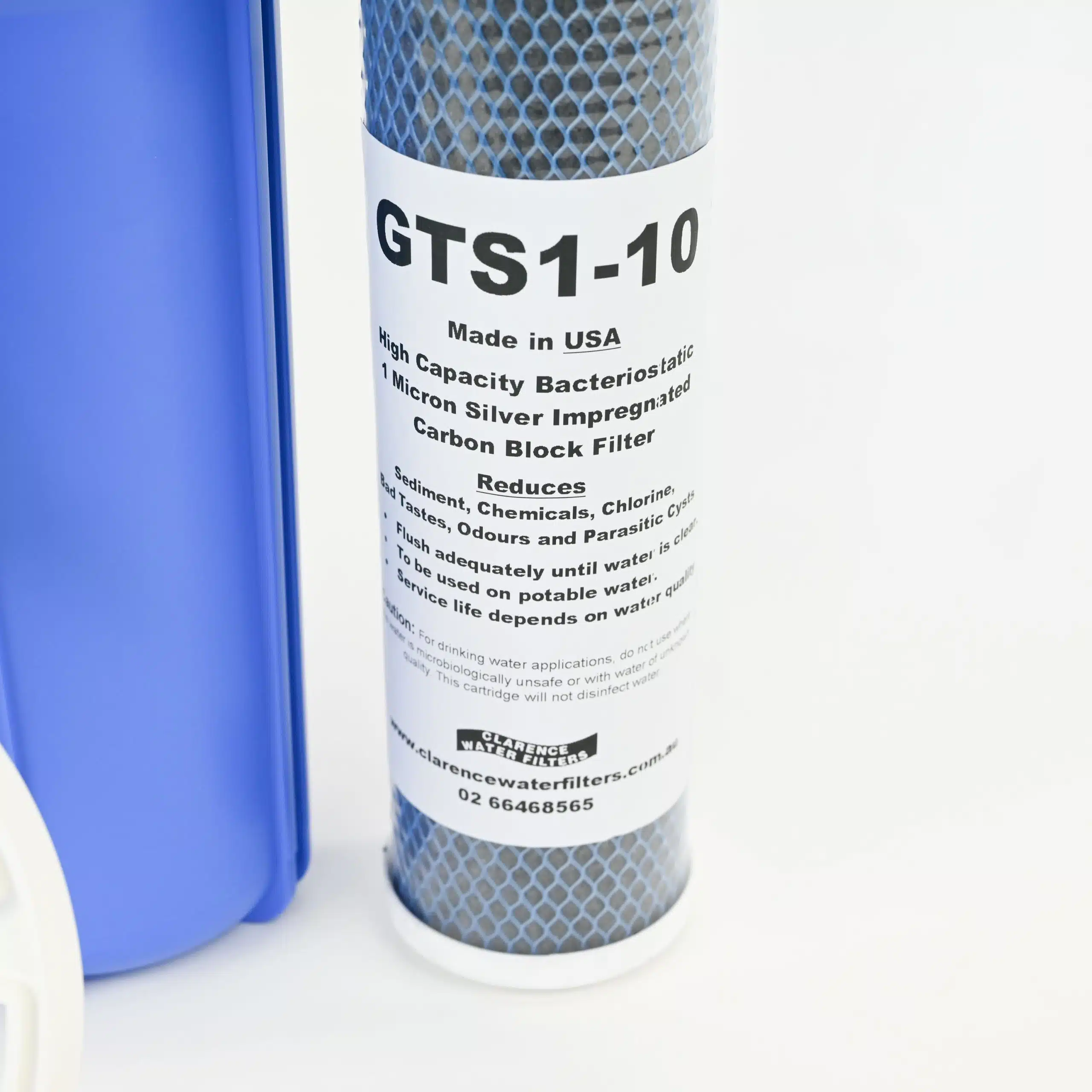 Photo of the GTS1-10 Silver Impregnated Water Filter Used in the 10 inch point of entry Caravan water filter system