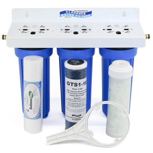 Portable Triple Stage Water Softener & Purifier Water Filter System with Seidment filter carbon filter and polyphosphate for scale reduction