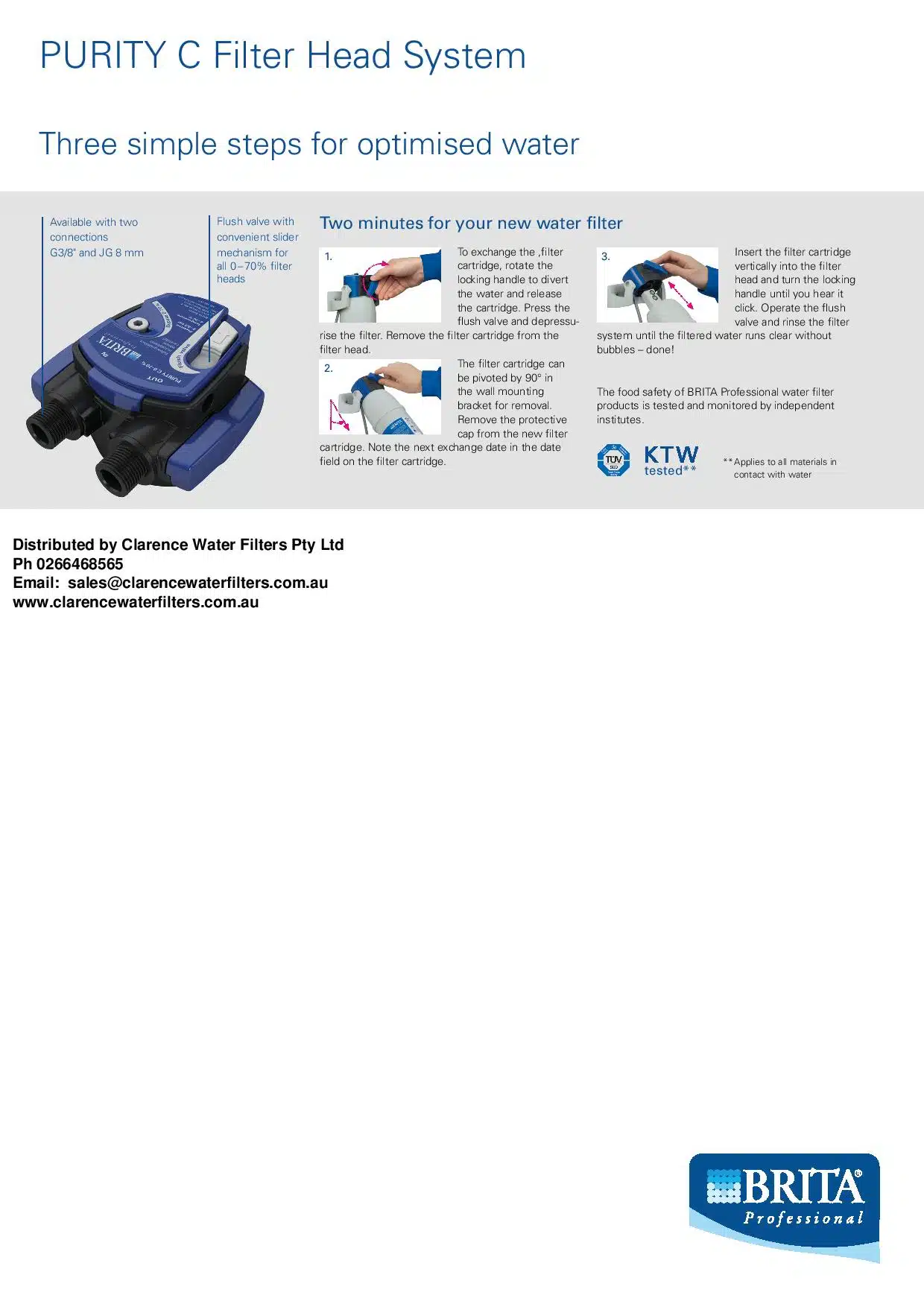 Brita Purity C Filter Head & Water Connect Kit with PLV - Image 3