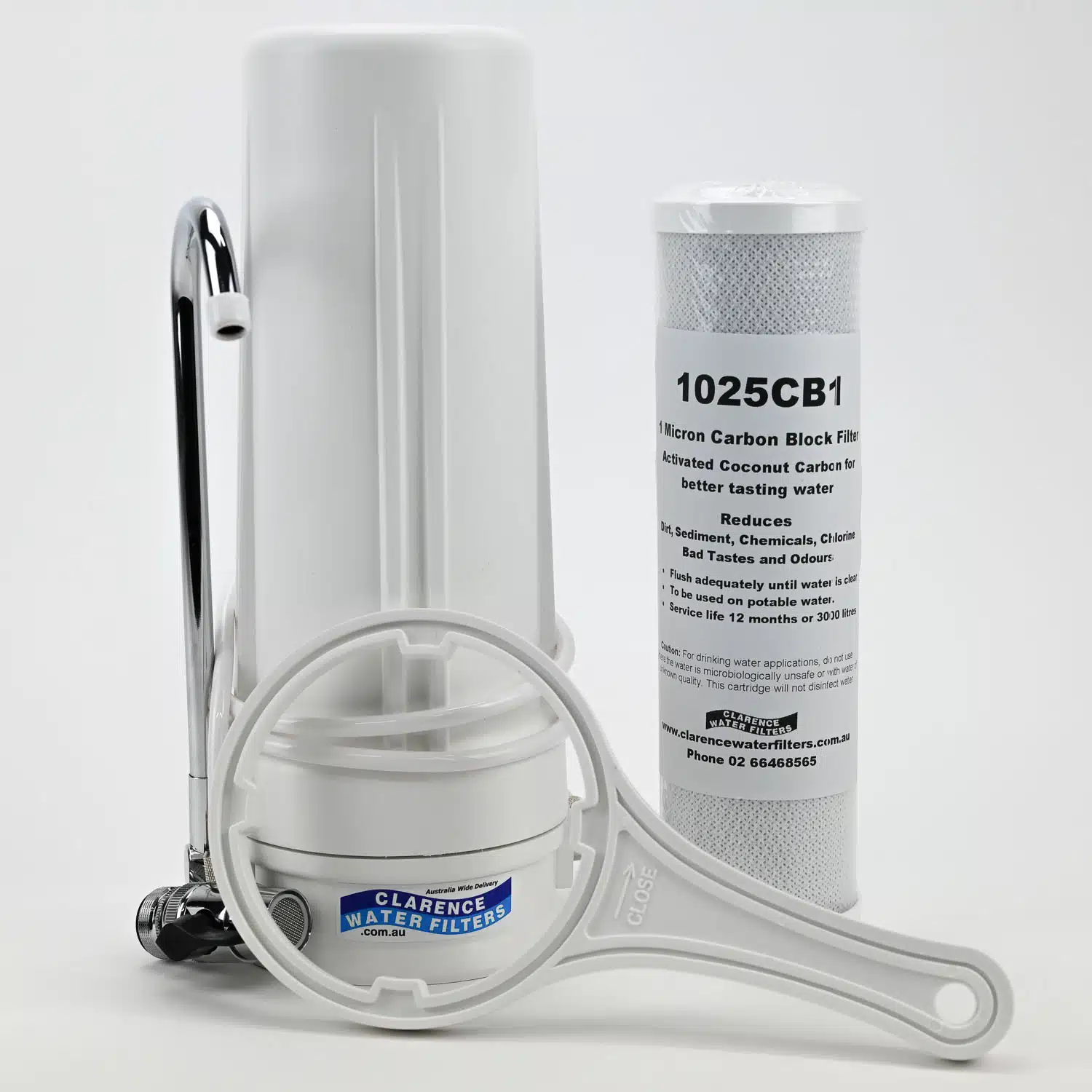 QMP 10 inch Bench Top Water Filter Housing With Filter Spanner and Adapter-4