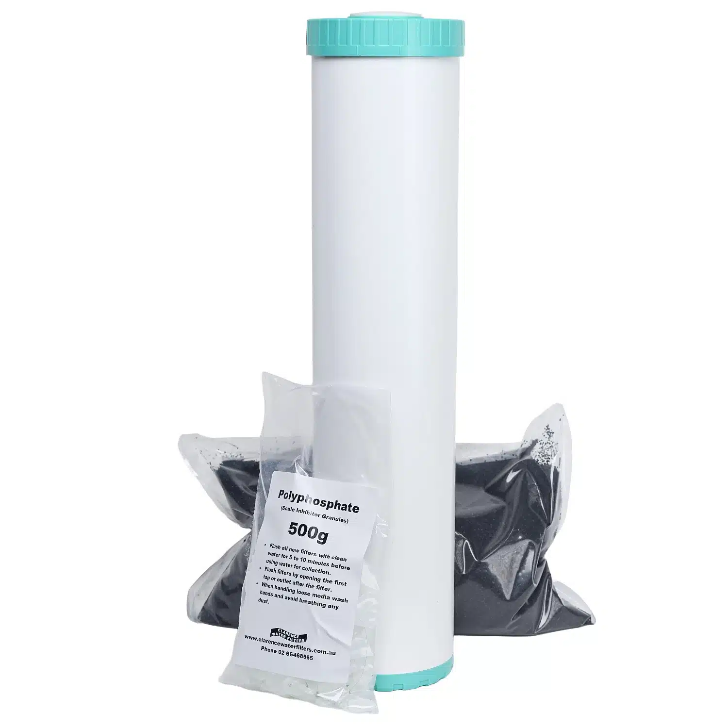 Refillable 20 inch x 4 point 5 inch Water Filter with Granular Activated Carbon and Polyphosphate for scale reduction