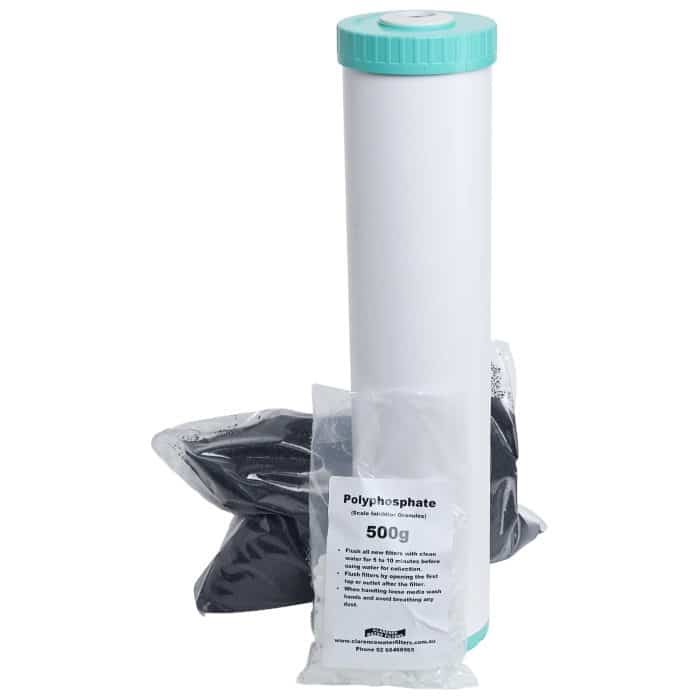 Refillable 20 inch x 4 point 5 inch Water Filter with Granular Activated Carbon and Polyphosphate for scale reduction