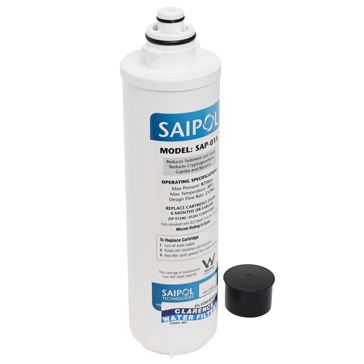 Saipol SAP-01A Carbon Free 0 point 2 Micron Filter For Reducing Sediment Bacteria Cryptosporidium and Scale Suits ZIP 91240 and 91241