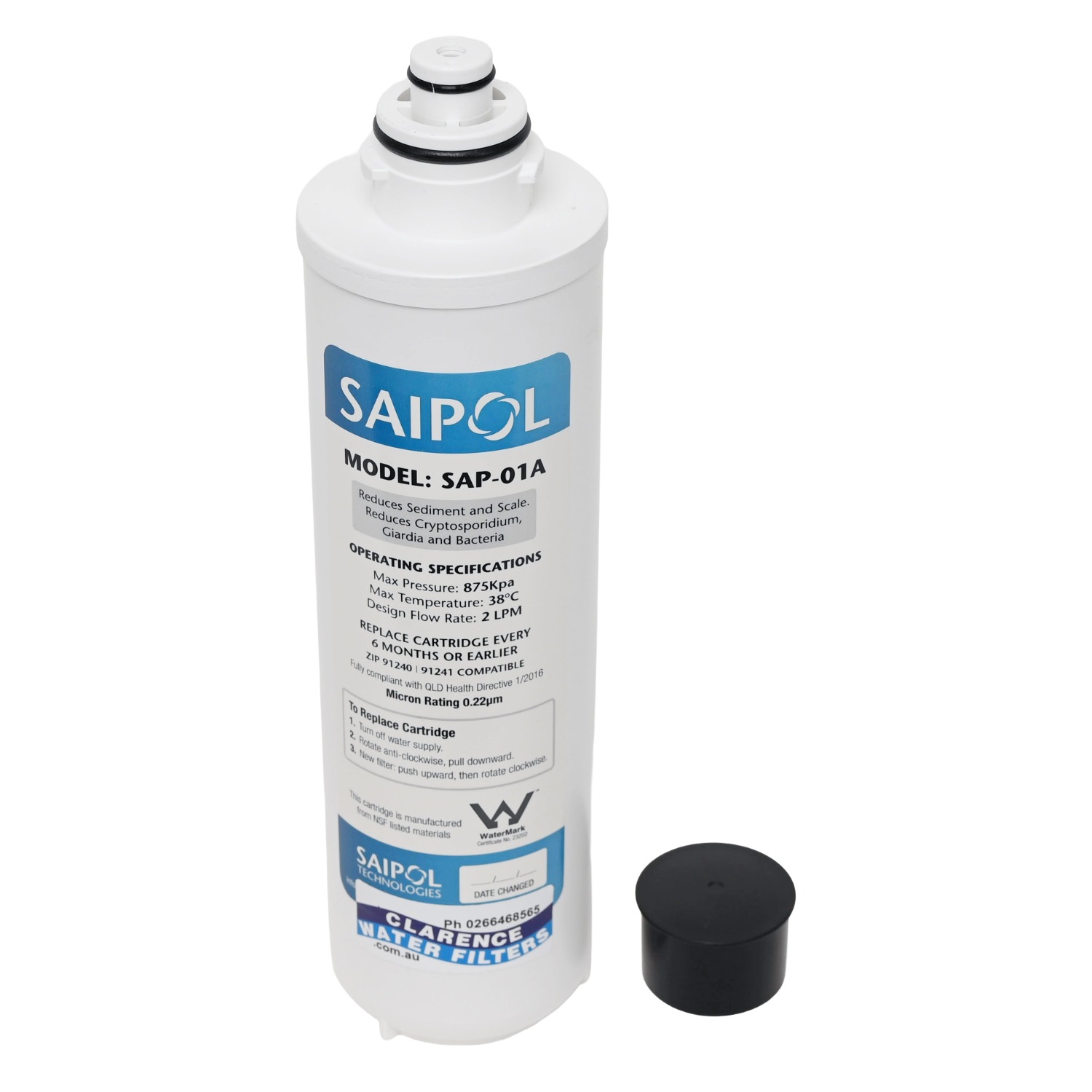 Saipol SAP-01A Carbon Free 0 point 2 Micron Filter For Reducing Sediment Bacteria Cryptosporidium and Scale Suits ZIP 91240 and 91241