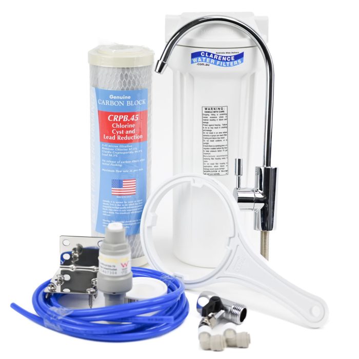 Single Under Sink Water Filter System with 10 inch housing 301C tap fittings and WC04 water filter
