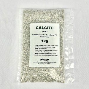 A 1 kilogram bag of Size 2 Calcite Granules for treating low pH acidic water