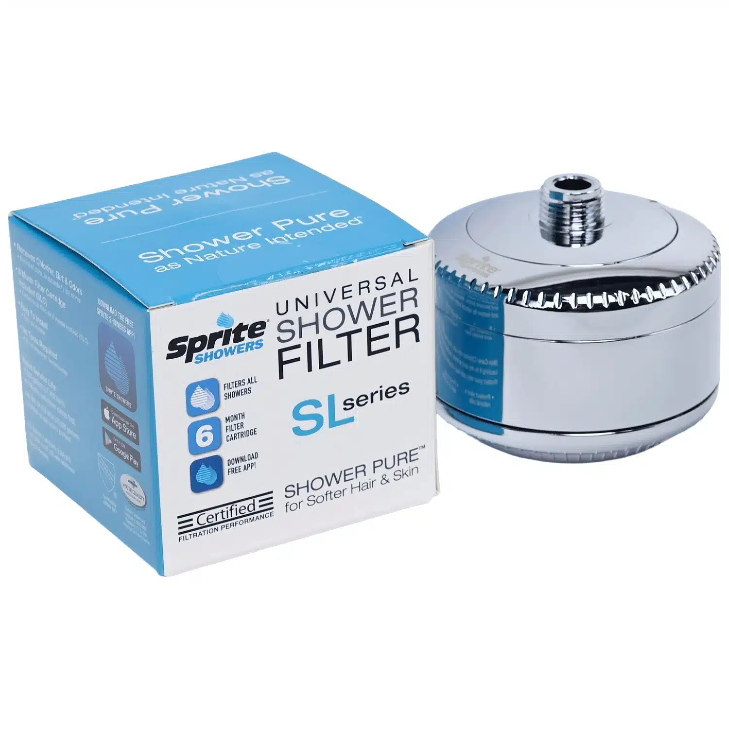 Sprite Slim Line Plastic Chrome Shower Filter SL Series SL2-CM