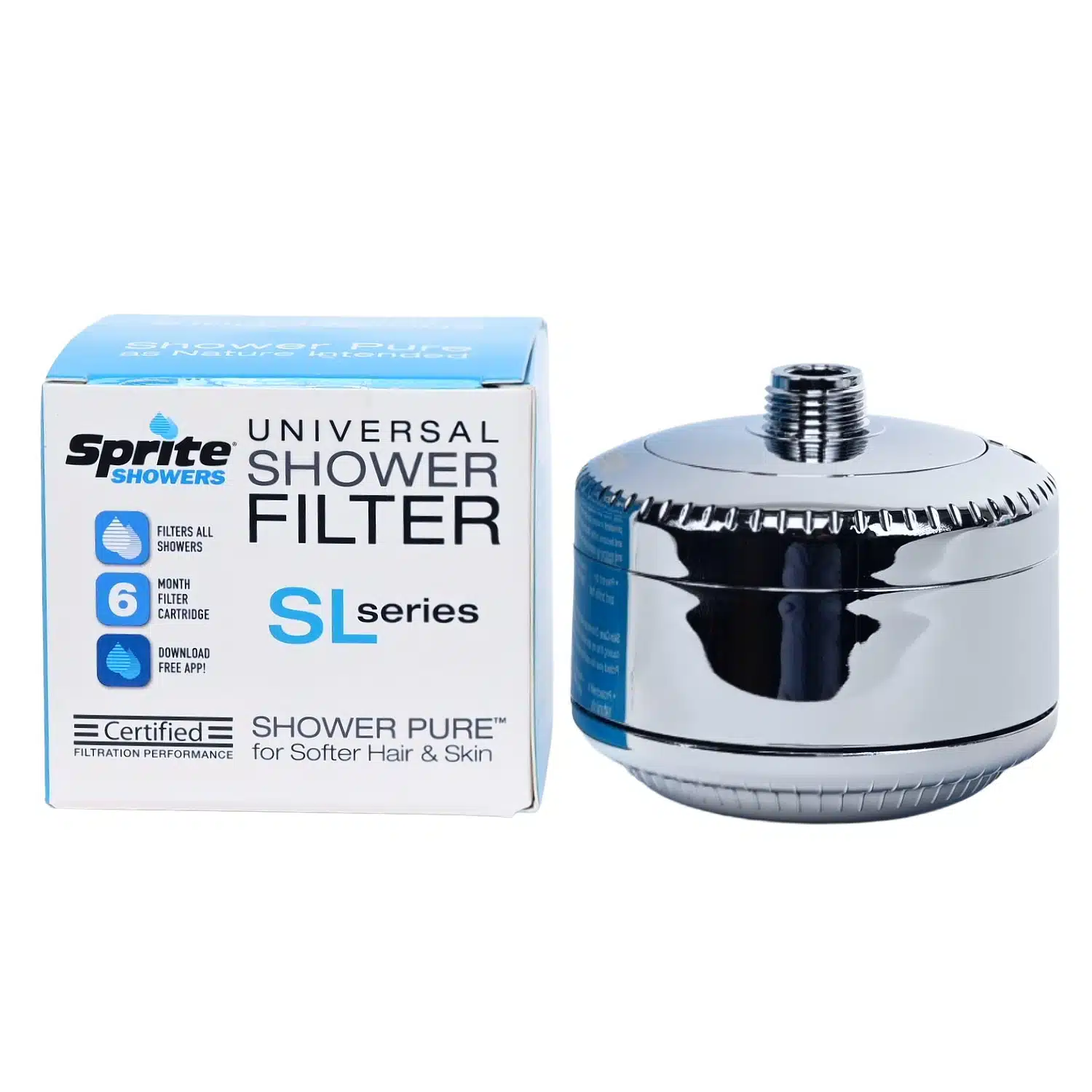 Sprite Slim Line Plastic Chrome Shower Filter SL Series SL2-CM
