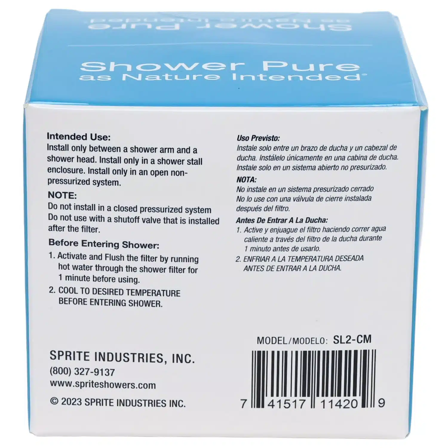 Sprite Slim Line Plastic Chrome Shower Filter SL Series SL2-CM