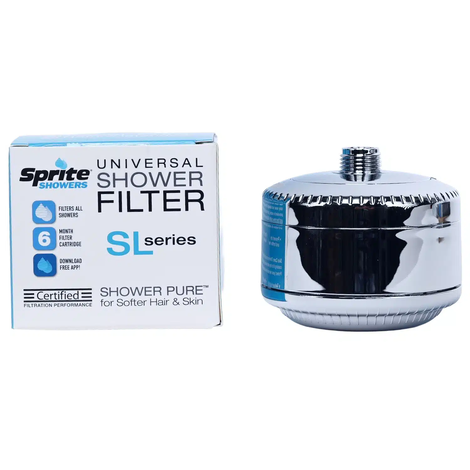 Sprite Slim Line Plastic Chrome Shower Filter SL Series SL2-CM