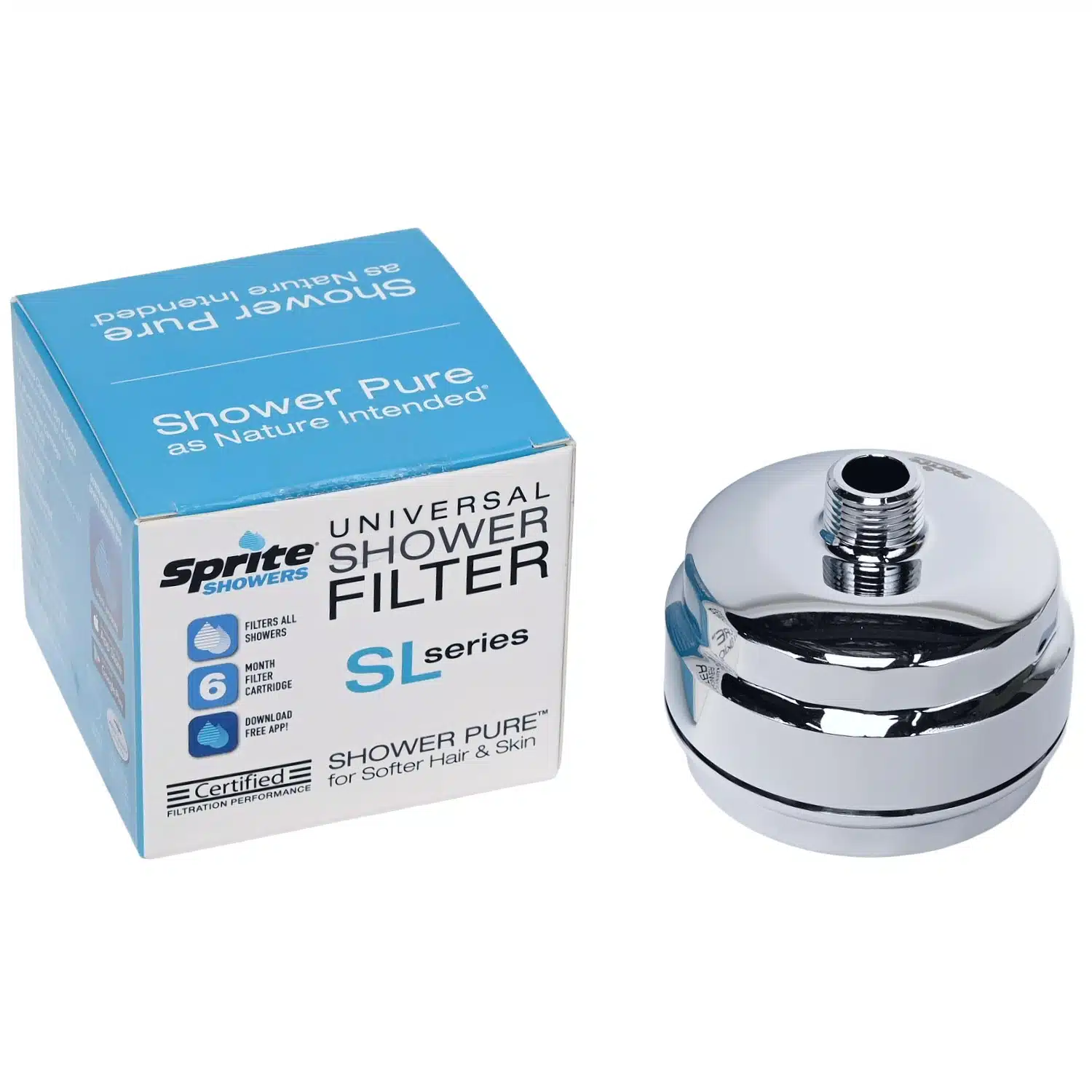 Sprite Slim Line Solid Brass Chrome Shower Filter SL Series SLB-CM