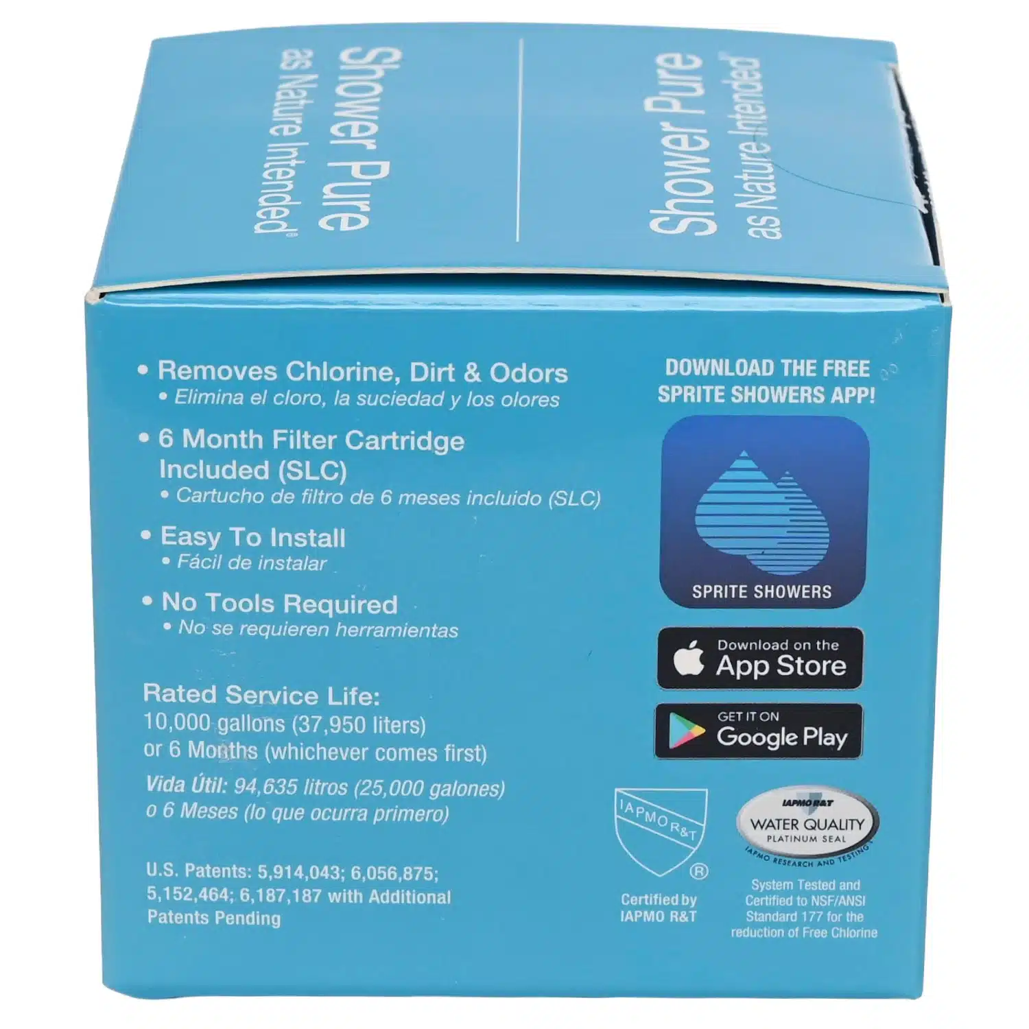 Sprite Slim Line Solid Brass Chrome Shower Filter SL Series SLB-CM