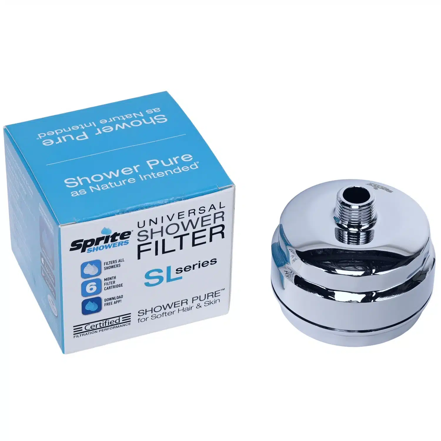 Sprite Slim Line Solid Brass Chrome Shower Filter SL Series SLB-CM