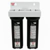Twin HPF 10" Filter Housing with 1/2" Npt outlets on White Bracket - Image 2