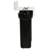 Twin GT8-12 Black 10 inch by 2 point 5 inch water filter housings with half inch ports oin white bracket watermarked