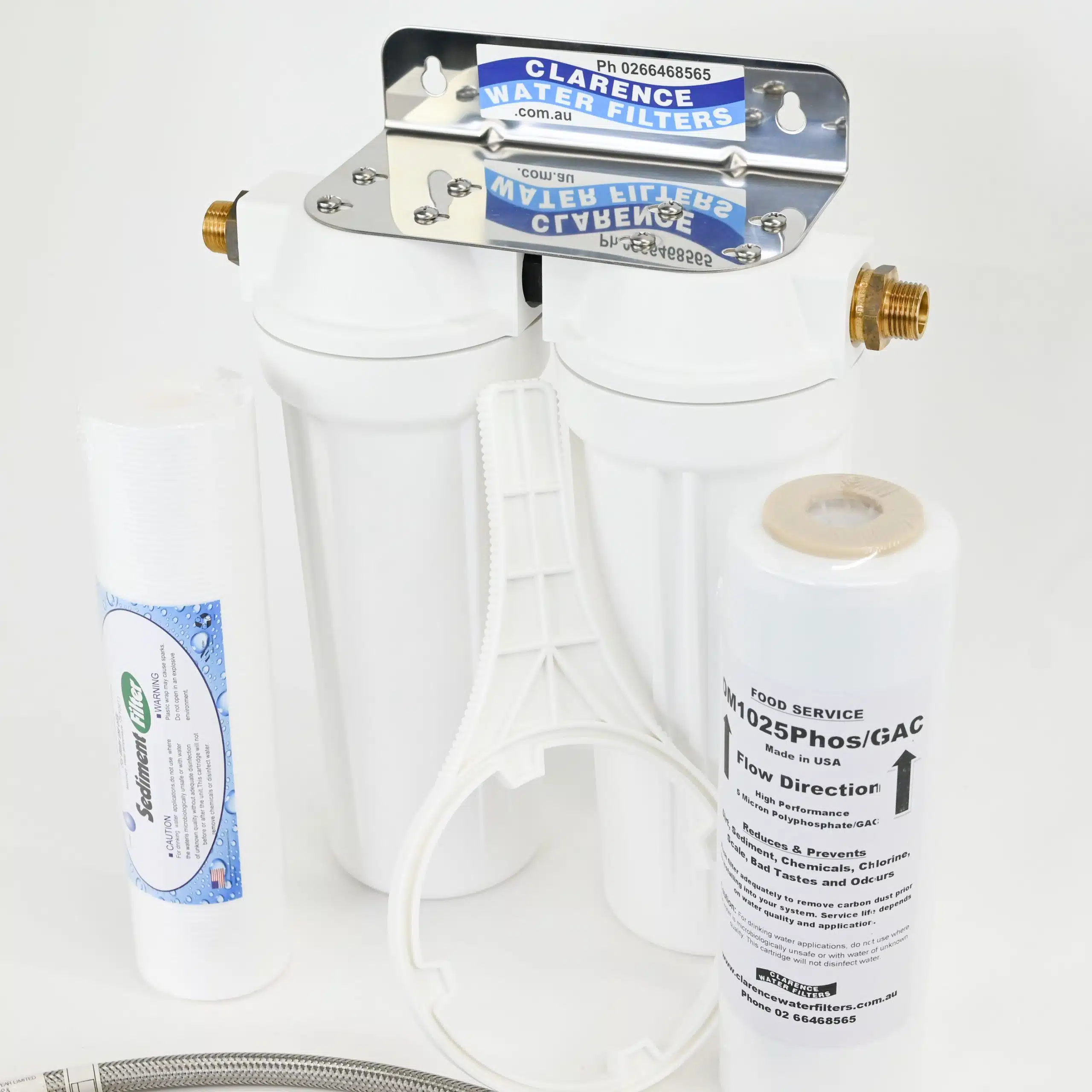 Twin High Flow Scale-Reducing Food Service Water Filter Kit with Sediment filter and Carbon Polyphosphate Filter for scale reduction