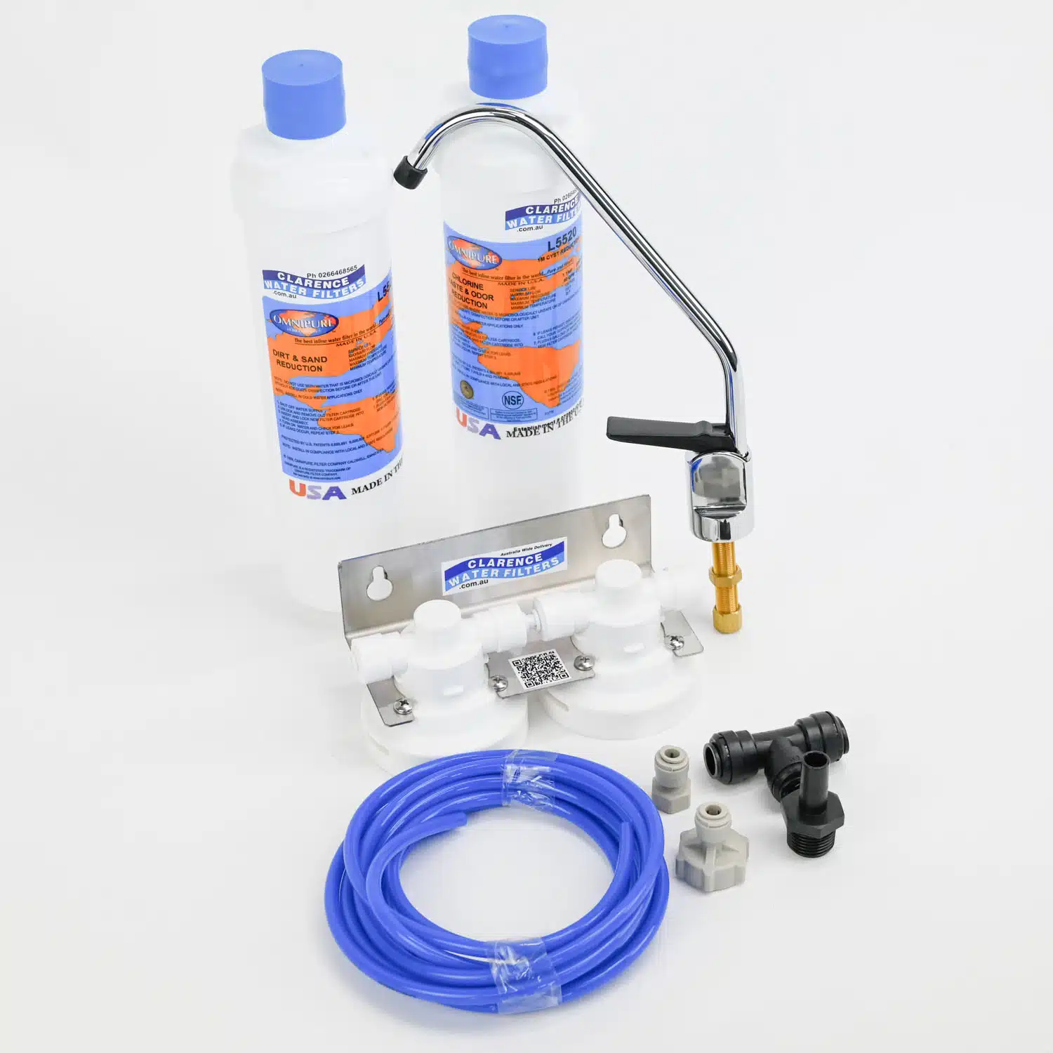 Twin Omnipure Caravan Filter Kit with L5505 L5520 290_BL Tap and Fittings