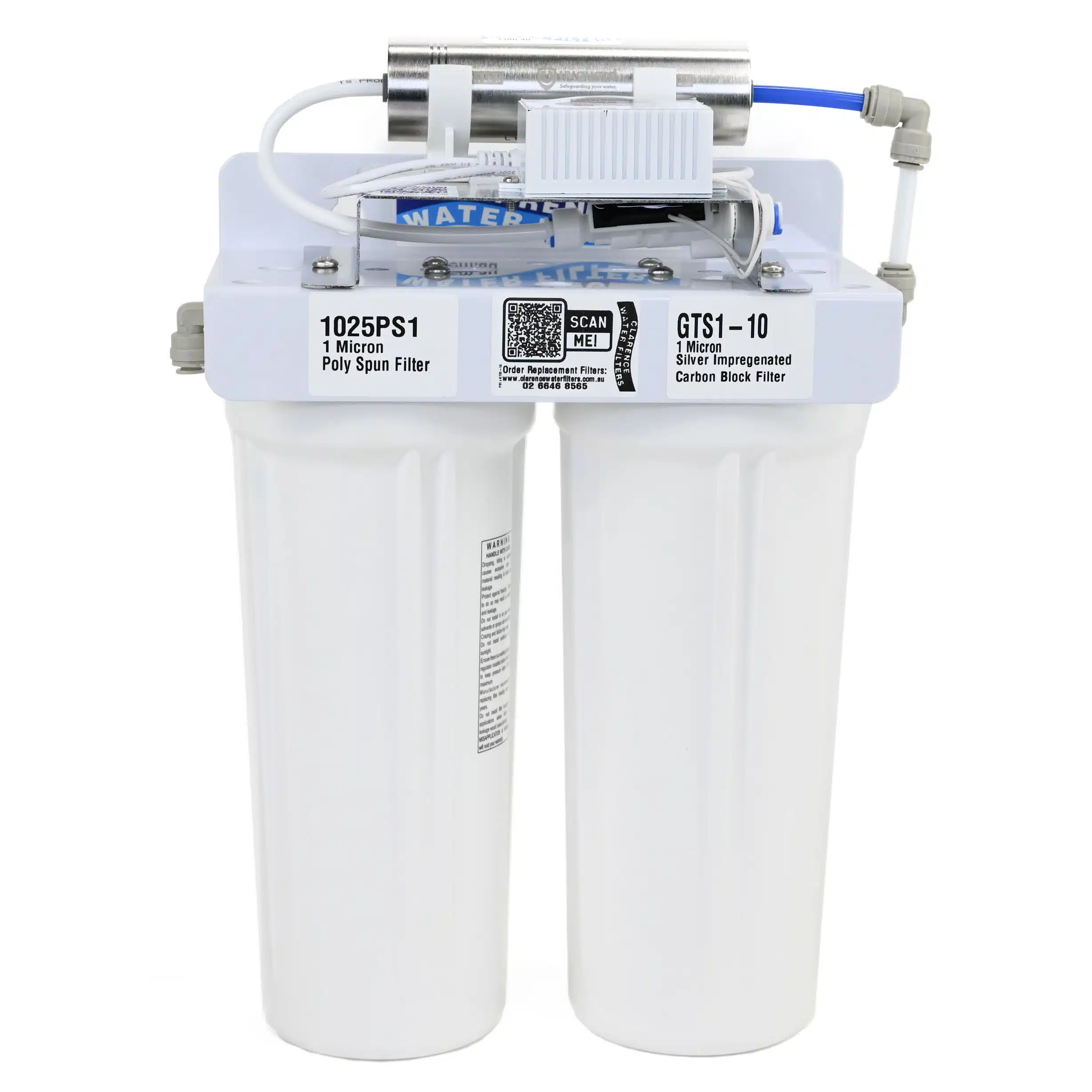 Twin Undersink Water Filter System with Two 10 inch filters and LED UV Steriliser for Tank Untreated Water