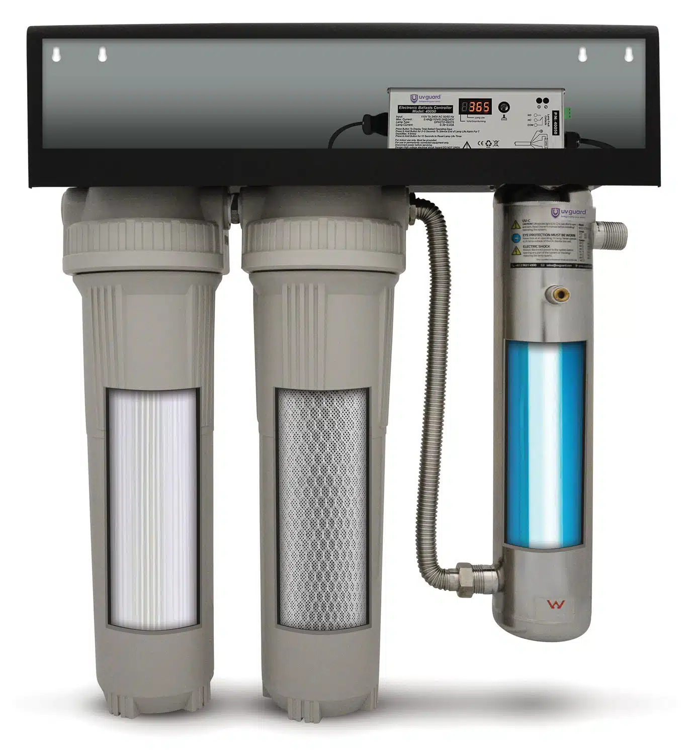 UV Guard CWP-55 Whole House Water Filters System with 20 inch by 4 point 5 inch filters and UV steriliser for rain water-1