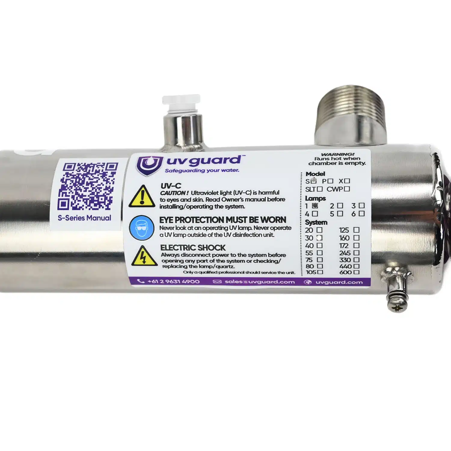 UV Guard S30 UV Ultraviolet Steriliser with 316 Stainless Steel Reactor 22 LPM