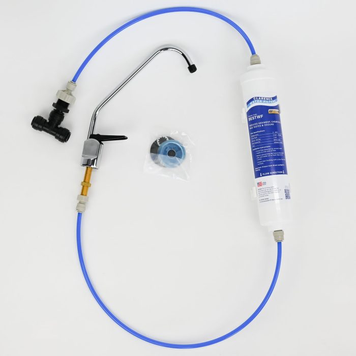 Under Sink Inline Caravan Water Filter System with BEST Filter Fittings and Black Lever Chrome Tap-1