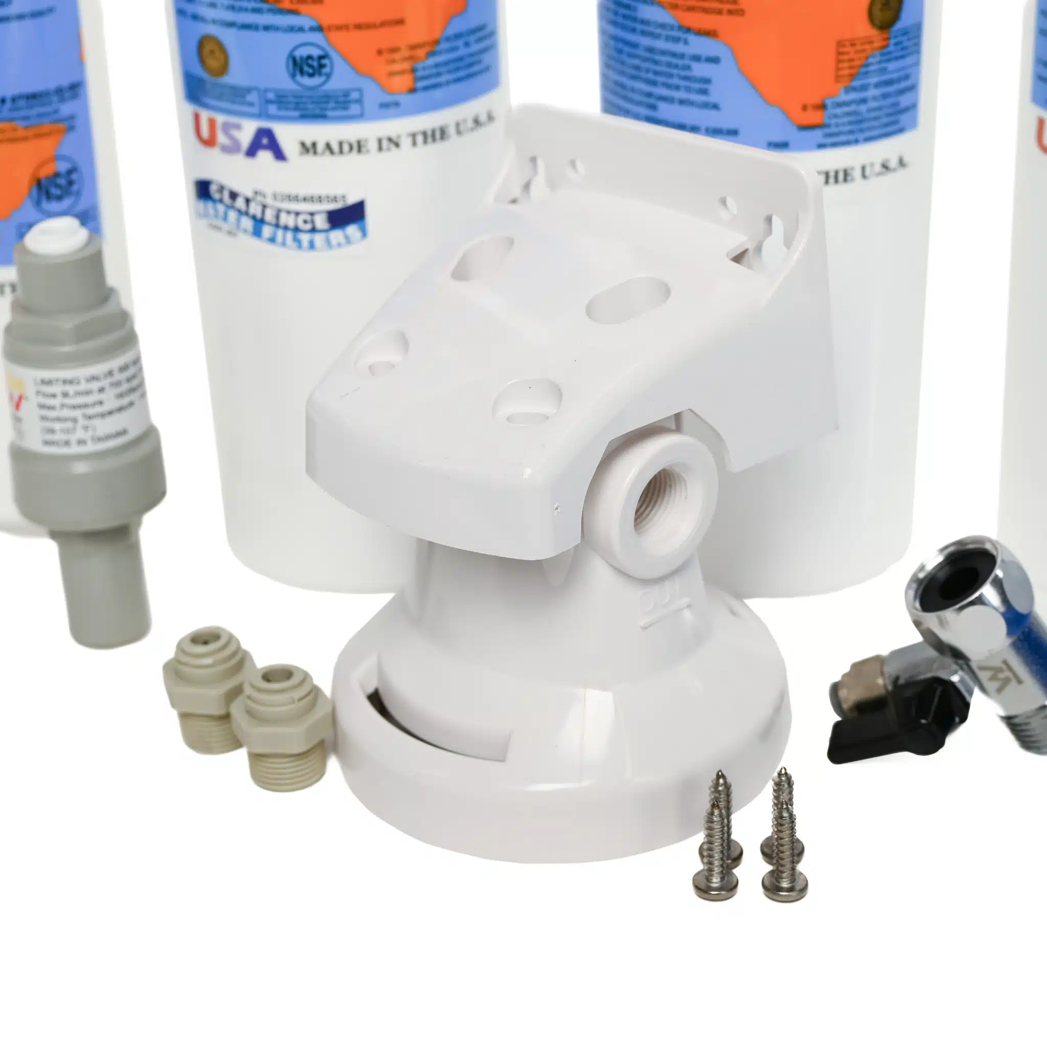 Under Sink Water Filtration Kit featuring Omnipure ELF filter head pressure limiting valve ELF filter and tap option