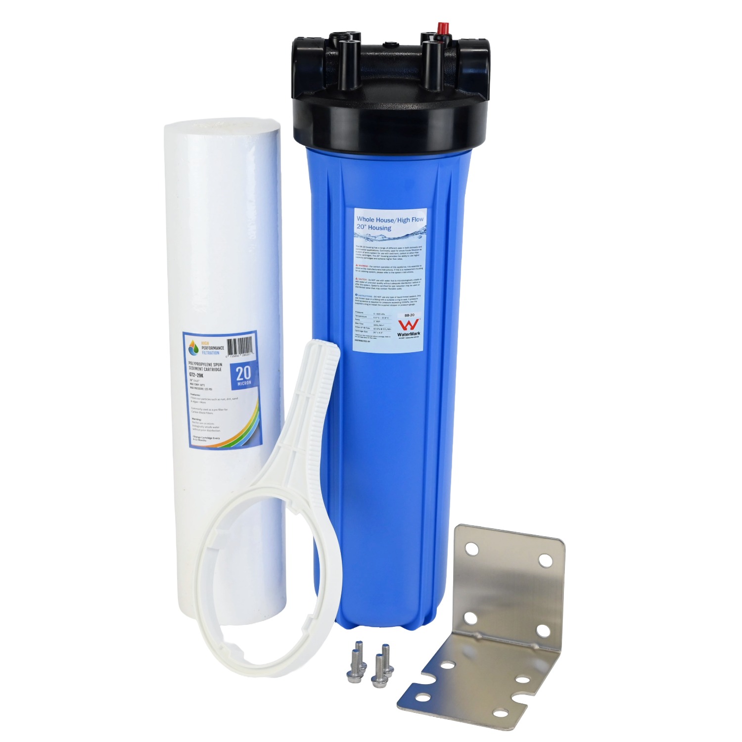 Whole of House Sediment Water Filter Rural or Town 20 inch by 4 point 5