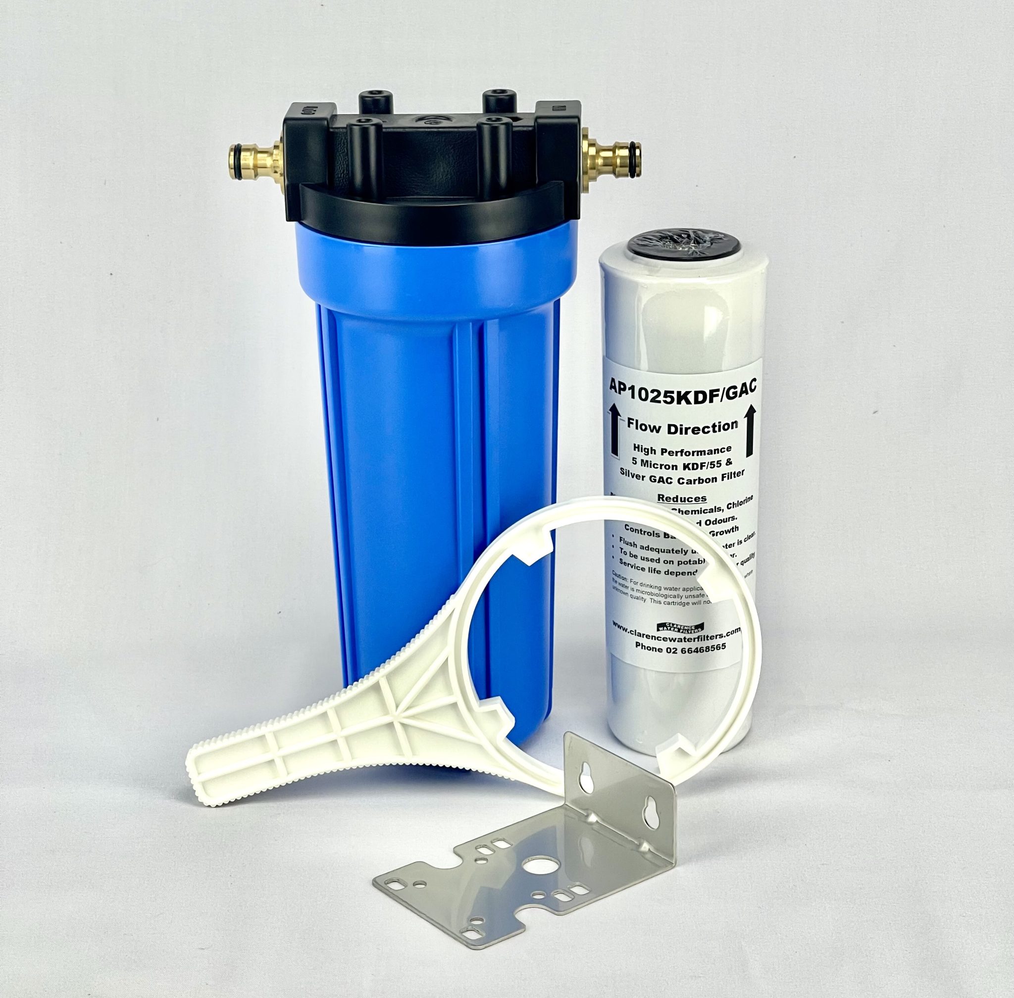 Single Hi Flow Caravan & RV Water Filter KDF Silver Carbon Clarence